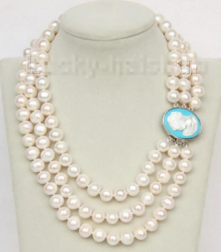 

Hot sale new Style >>>>>luster 16"-18" 3row 11mm round freshwater white pearls necklace j10056