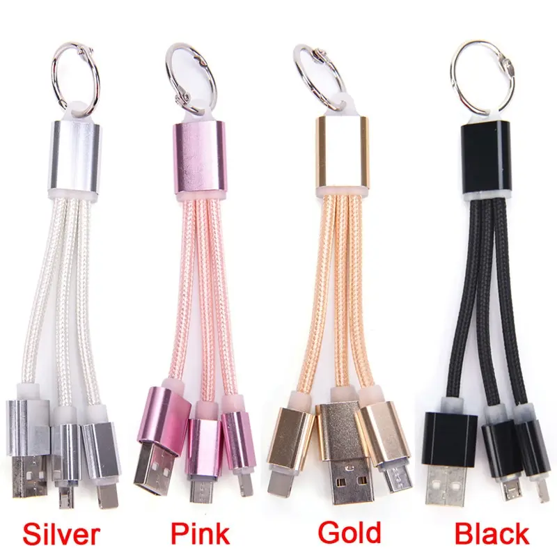 

13.5cm USB Cable Metal keyring Micro USB Data Cord Charger key chain cable High Quality