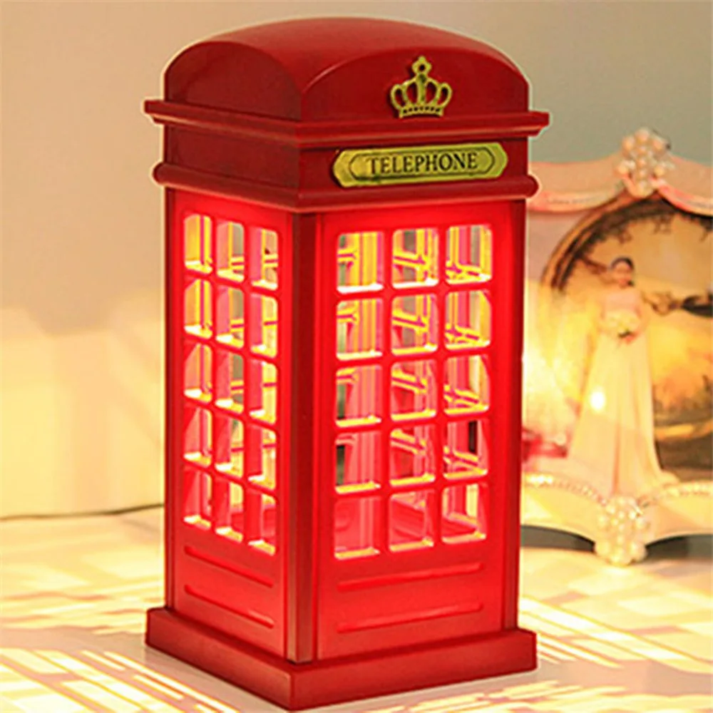 

Creative Retro Telephone Booth Design USB Rechargeable LED Touch Night Light Lamp Stylish Design Best Gift