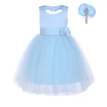 Cutestyles/новейшее синее платье с цветочным узором для девочек Эксклюзивное свадебное платье без рукавов с высокой талией детская одежда G-DMGD912-1202