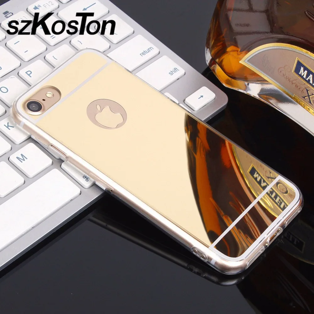Ультра тонкий Bling Зеркало чехол для iPhone x 7 8 Plus плюс мягкая TPU Телефонные чехлы