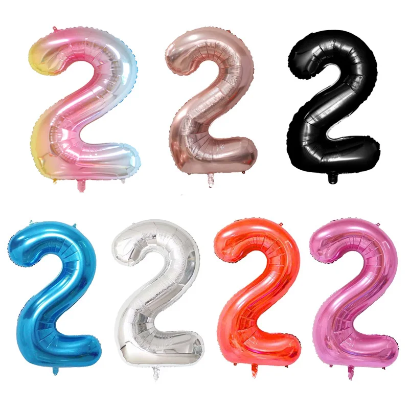 

Large Baby 2nd Birthday Girl Boy Balloons Kids Two Year Old Birthday Balloon Foil Big Number 2 Ballons Party Decorations Favor