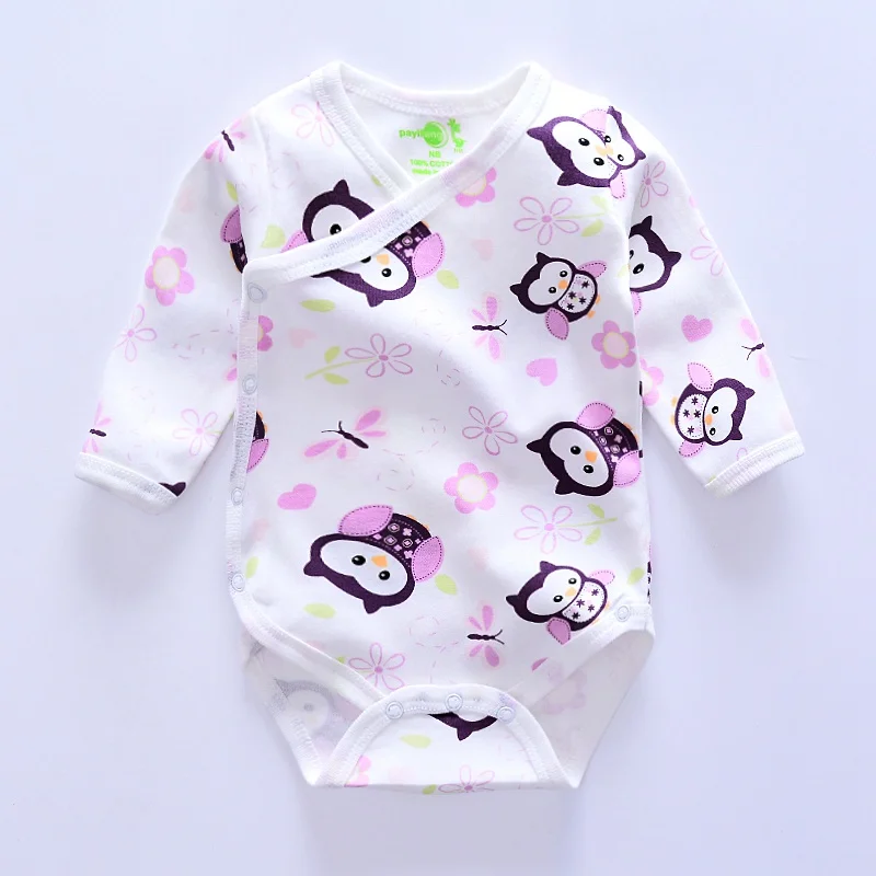 Одежда для новорожденных; комбинезоны для малышей; цельнокроеная Одежда для младенцев; хлопковый комбинезон для маленьких девочек с изображением обезьяны и совы