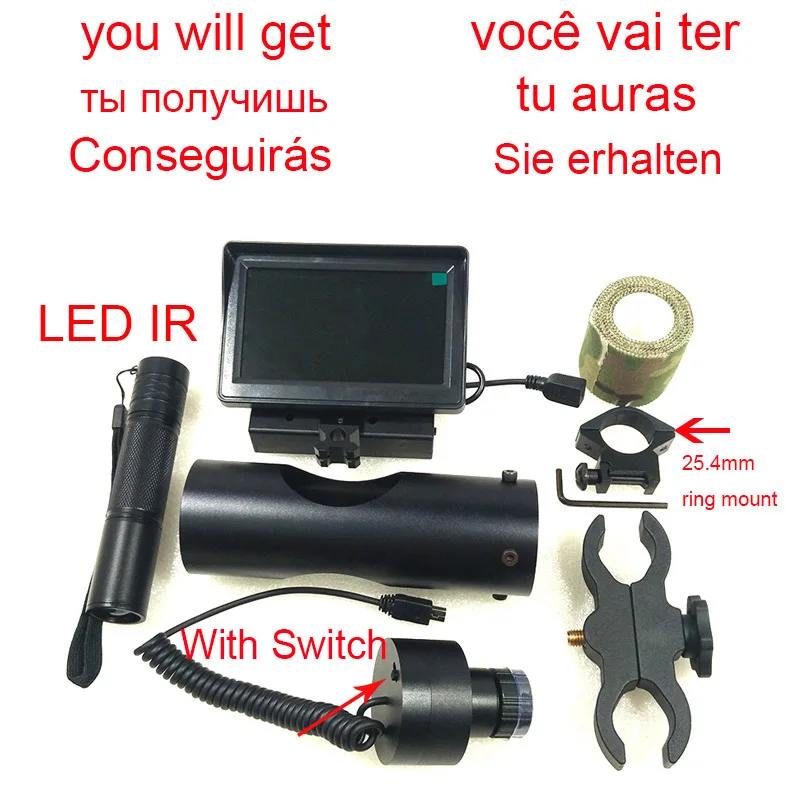 Тактические цифровые охотничьи принадлежности, уличная охотничья камера ночного видения для прицела с ЖК-дисплеем и ИК - Цвет: 5