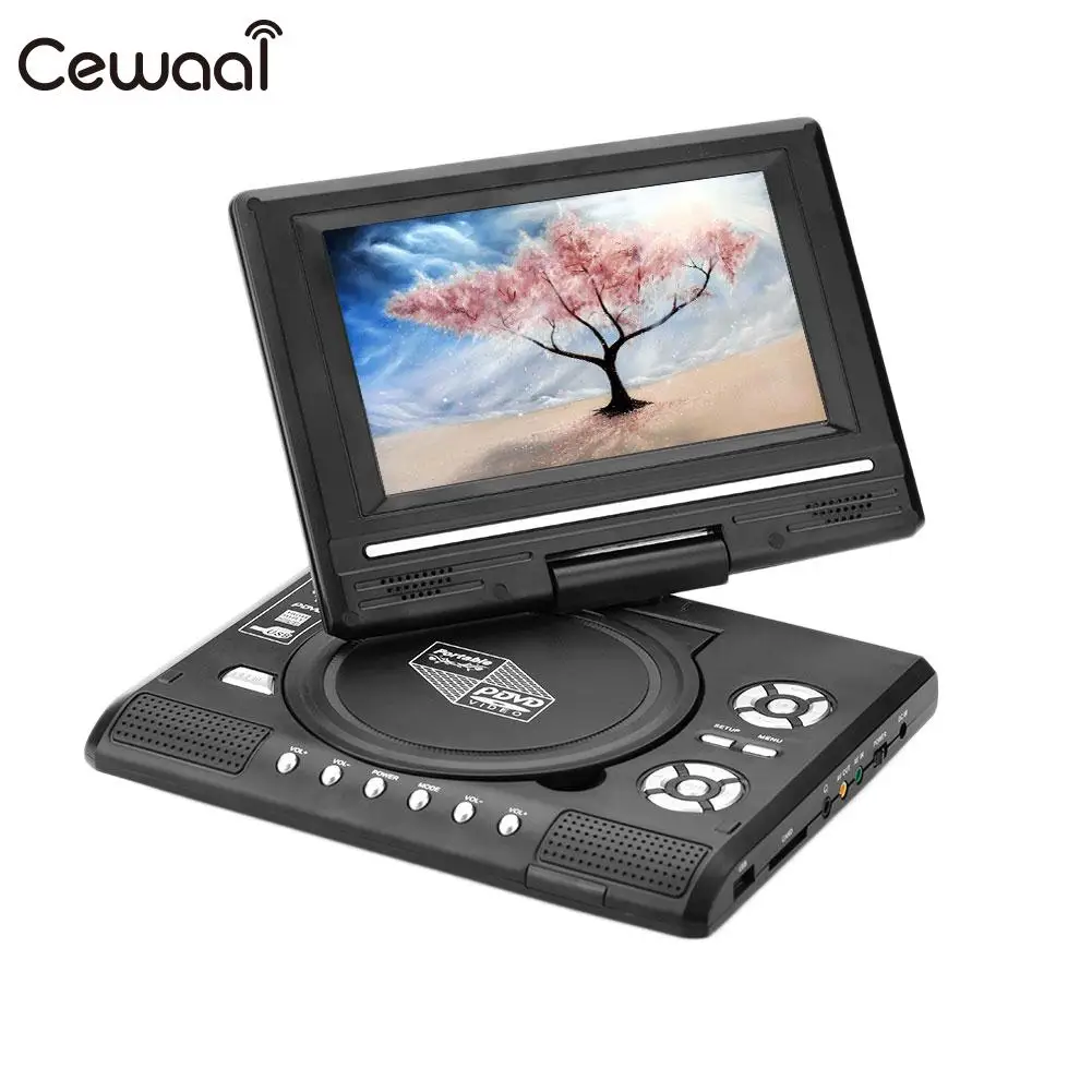 

7.0" HD Portable DVD Player Swivel Screen FM Radio with In Car Charger