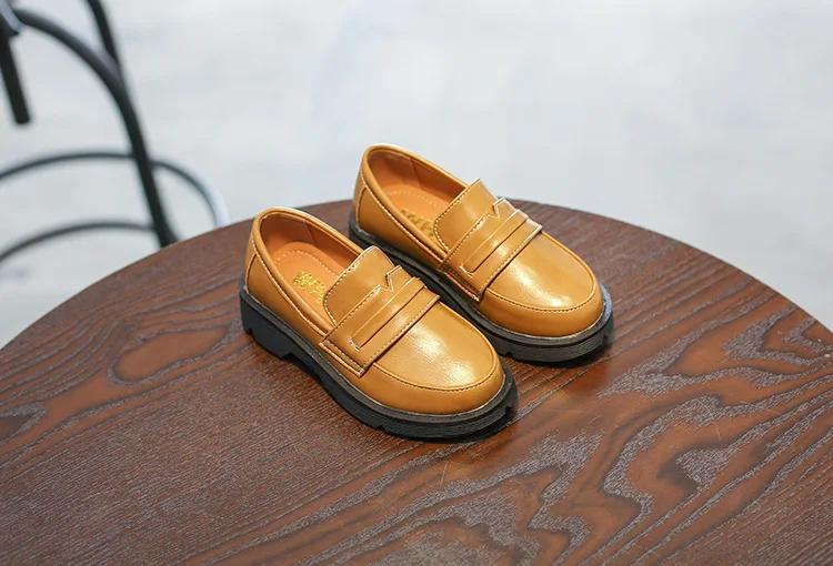 Mumoresip/; детская обувь для мальчиков и девочек; мягкие модные детские лоферы из искусственной кожи в британском стиле; кожаная обувь на толстой плоской подошве