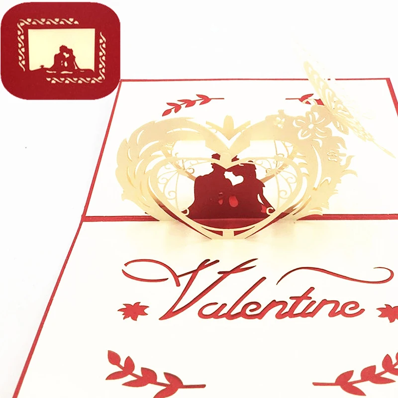

1pcs Laser Cut 3D Pop Up Greeting Cards Love With Envelope Invitation Post Card For Valentine' Day Wedding Gift Party Decoration