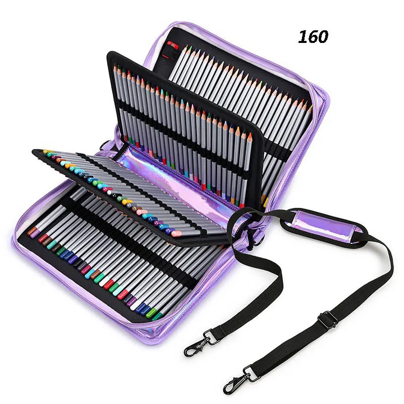 Couro do Plutônio Case de Lápis a Laser Criativo Buracos Grande Pencilcase Penal Luxo Caneta Bolsa Caixa Escritório Escola Papelaria 160 Mod. 114715 31 a laser 160 buracos grande pencilcase penal