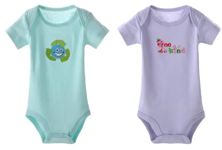 Одежда для малышей хлопковая одежда с короткими рукавами хлопковая детская одежда с вышивкой треугольник, от 0 до 24 месяцев, много цветов, 6 шт