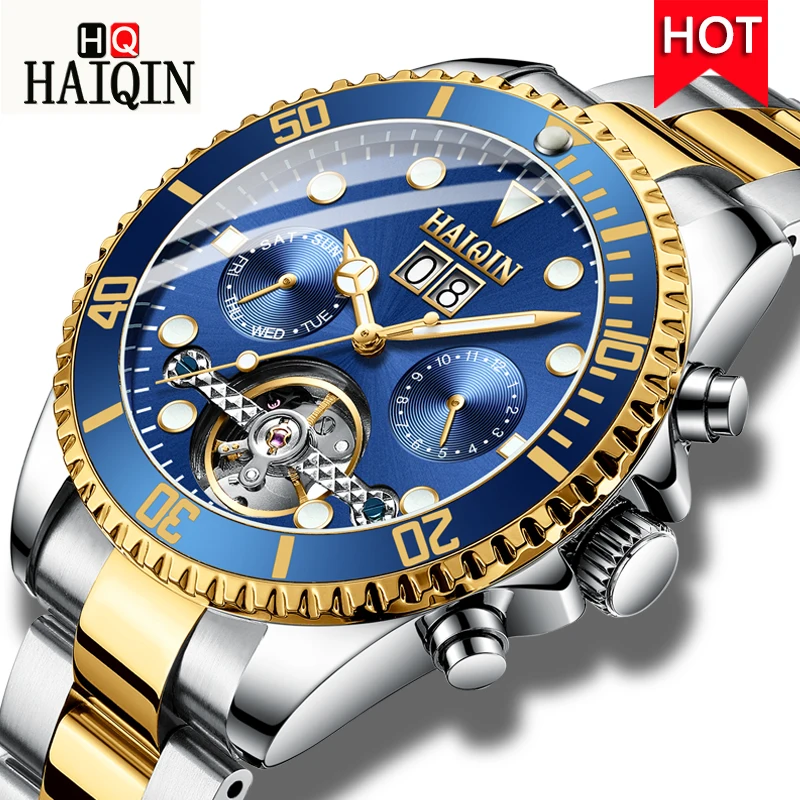 

HAIQIN Watch Men Automatic Tourbillon Mechanical Watch Luxury Brand Military Wristwatch Mens Sport Clock Relogio Masculino