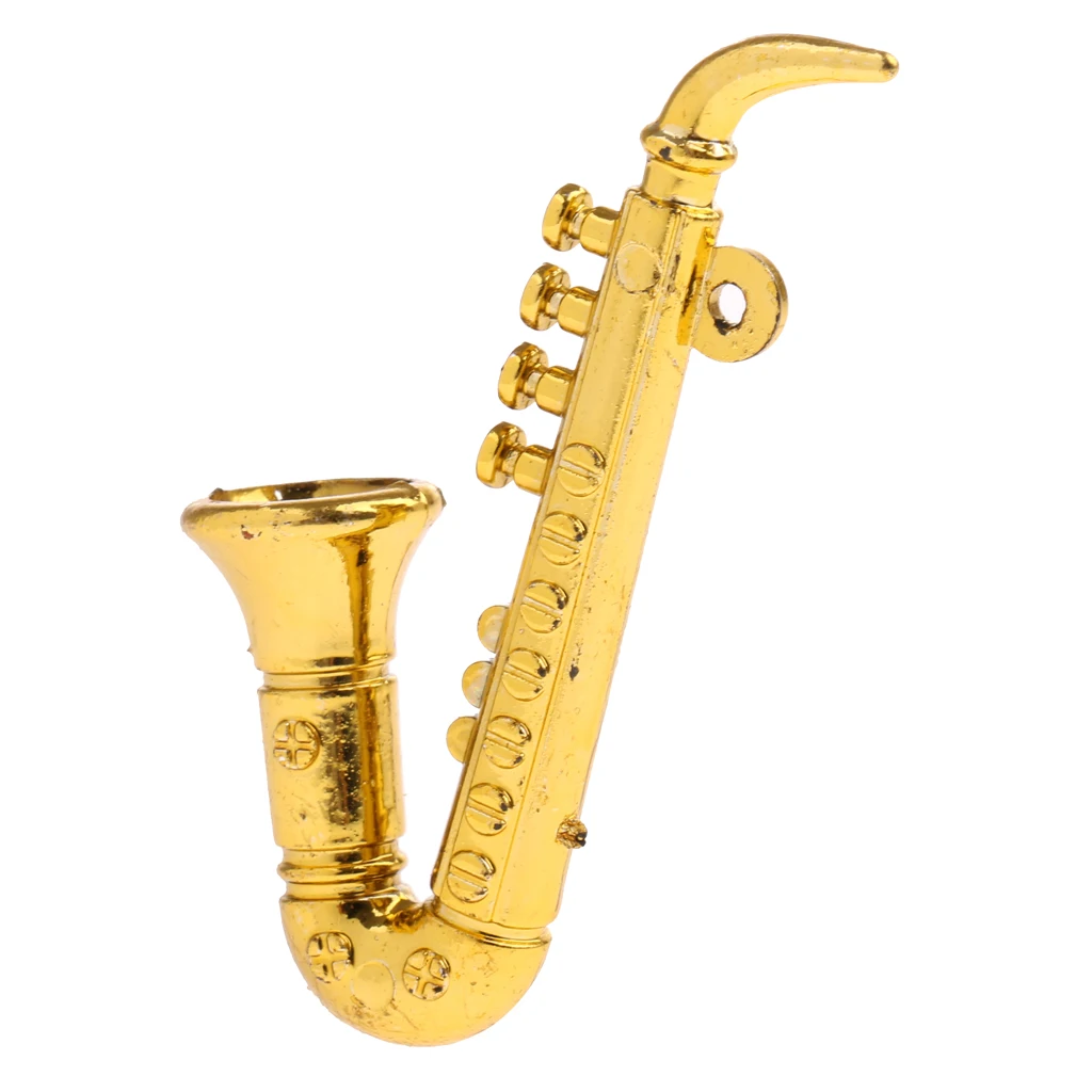 

1/12 Dollhouse Miniature Musical Instrument Plastic Saxophone Model Figures Toy Accessory - Fit for House Garden Room Decro
