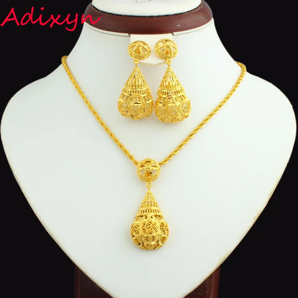 Новый Ювелирный Комплект Adixyn из твида серьги/ожерелье/подвеска золотистого