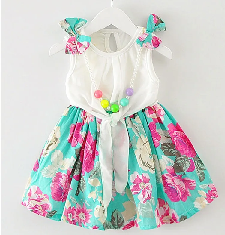Летняя новинка бренд платье для маленьких девочек пачка костюмы младенческой для Одежда для маленьких девочек праздничное платье с цветочным принтом платье принцессы