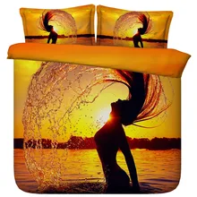 6 Parts Per Set Bed Sheet Set Beuatiful Mermaid at Sunset 3d Bedding Set