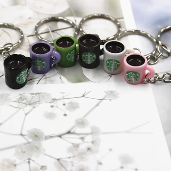 

Hot Sell Coffee cup Keychain Male Car Keyring Metal Auto Key Holder Gift For Men