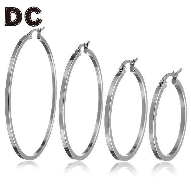 Dc 4pair Lot Fashion Stainless Steel Square Wire Earring Hoop Dc 4pair Lot Fashion Stainless Steel Square Wire Earring Hoop Loop 25mm 35mm 45mm