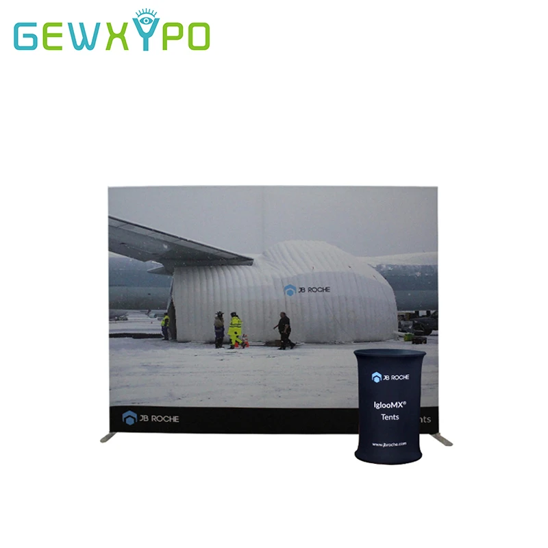 Free Shipping 10ft*8ft Portable Straight Tension Fabric Banner Display Stand With Single Side Graphics+ Durable Oval Table