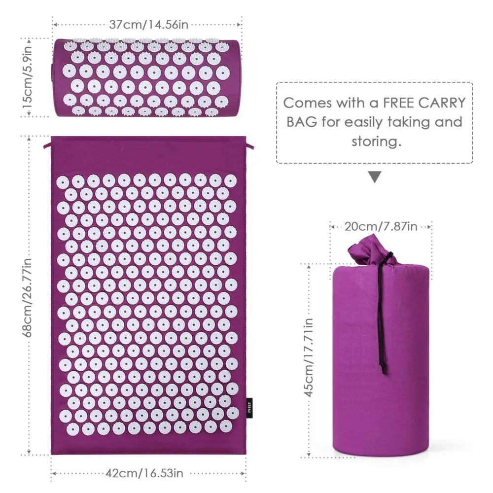 Acupressure Mat Massage Acupuncture Mat and Pillow Set Ideal for Neck Back and Shoulder Pain Pillow Set with Bonus Carry Bag Acupressure Mat Massage Acupuncture Mat and Pillow Set Ideal for Neck Back and Shoulder Pain Pillow Set with Bonus Carry Bag