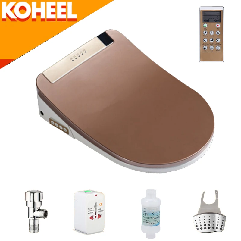 

Gold LCD Intelligent Toilet Seat Washlet Elongated Electric Bidet Cover Smart Bidet Heating Sits Led Light Wc KOHEEL Smart
