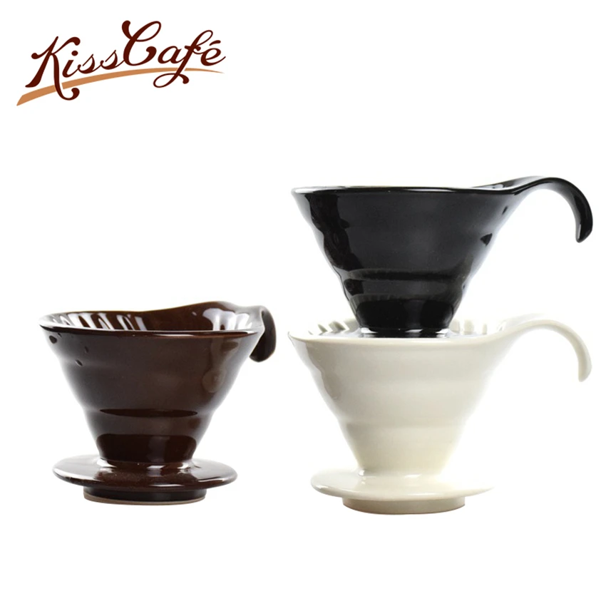 

02 Size Dripper Ceramic Cup Coffee Maker V60 Coffee Drip Coffee Brewer White/Black/Brown Espresso Filters Coffee Accessories