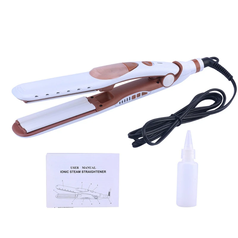 LED Professional Steam Hair Straightener Comb Brush Flat