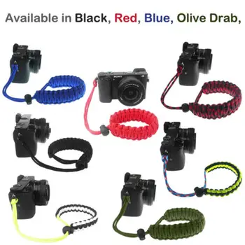 

Adjustable Universal Black Braided 550 Paracord Adjustable Camera Wrist Strap Bracelet