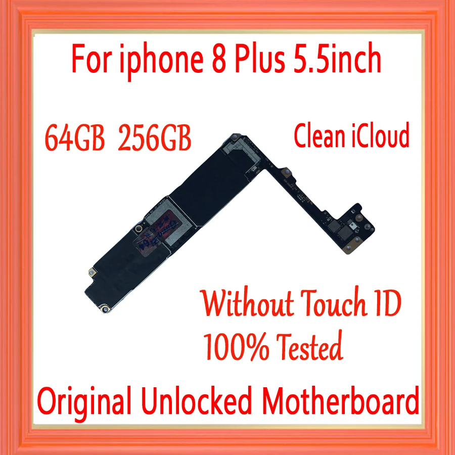 

Original unlocked without Touch ID for iphone 8 Plus Motherboard 64GB 256GB Clean iCloud for iphone 8P Mainboard with Full Chips