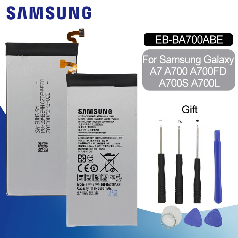 

Original Battery For SAMSUNG A700 EB-BA700ABE 2600mAh For Samsung Galaxy A7 2015 A700L SM-A700FD A700S Replacement Phone Battery
