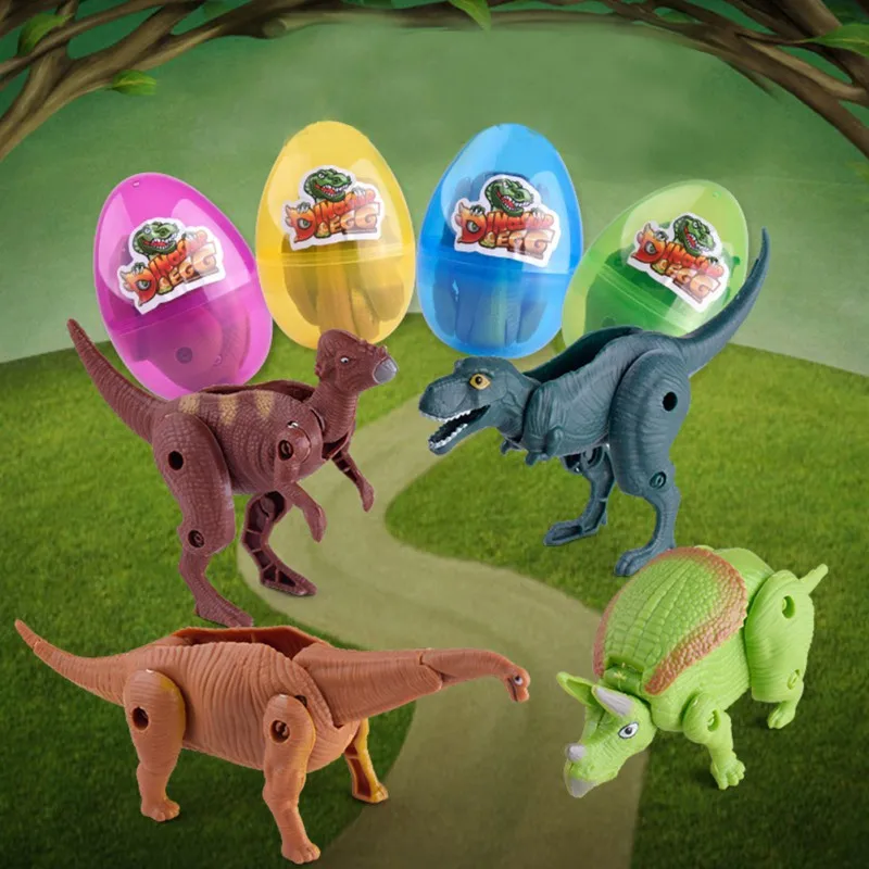 Игрушки для детей, Пасхальные Мультфильм сюрприз яйца Игрушечная модель динозавра преобразования моделирование деформируется случайные