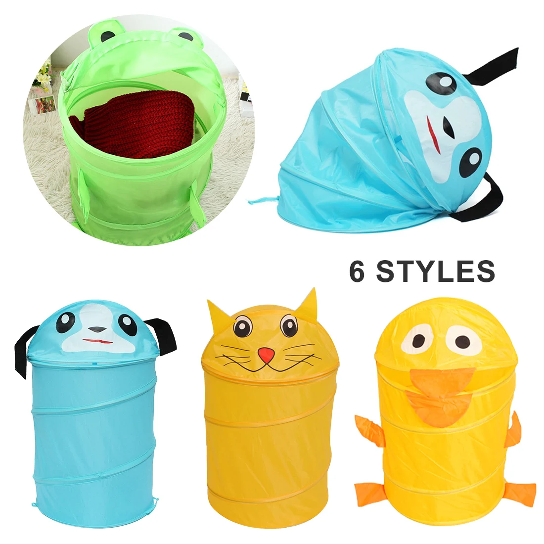 6 Styles Cute Laundry Basket dirty clothes hamper Folding Cylinder Storage Bucket big capacity waterproof Toy Box Organizer | Дом и сад