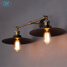 AC100-240V, 2 шт., E27 d26см, черный металлический абажур, настенные бра, осветительное приспособление, Винтажный настенный светильник, креативный блеск, декор для отеля