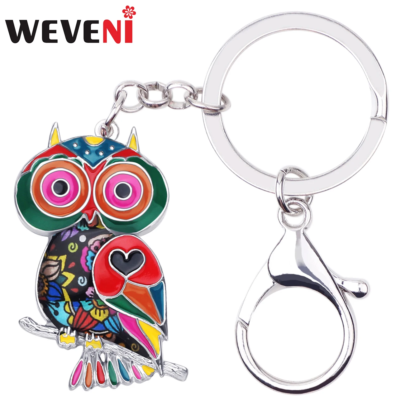 WEVENI Enamel Alloy Novelty Owl Bird Key Chains Keychain Holder Animal
