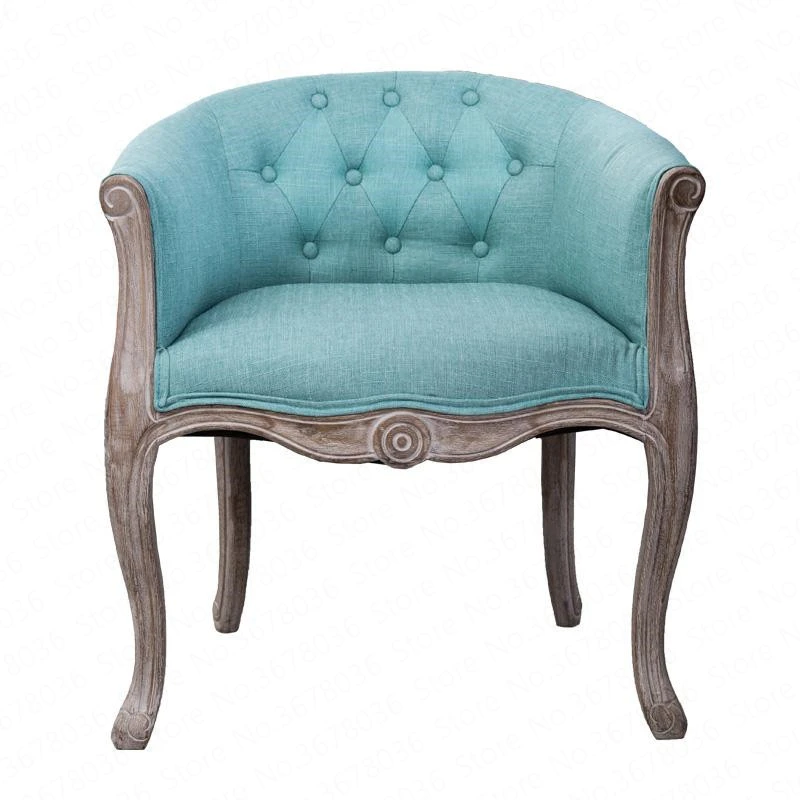 

12%Leisure Sofa Chair Nordic Wood Bedroom Computer Chair American Retro Old Coffee Chair Fabric Single Chair