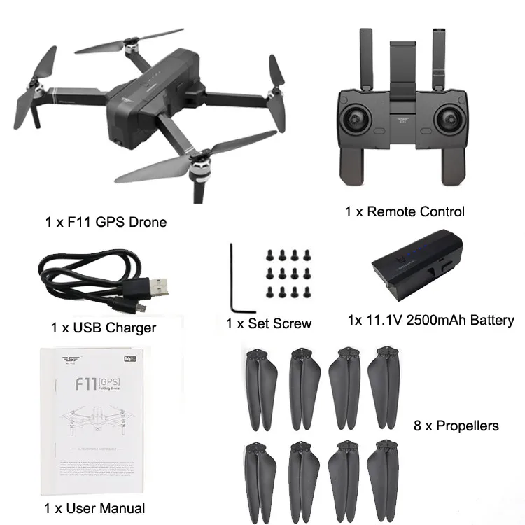 

NEW SJRC F11 GPS 5G WiFi FPV 1080P HD Cam Foldable Brushless RC Drone Quadcopter