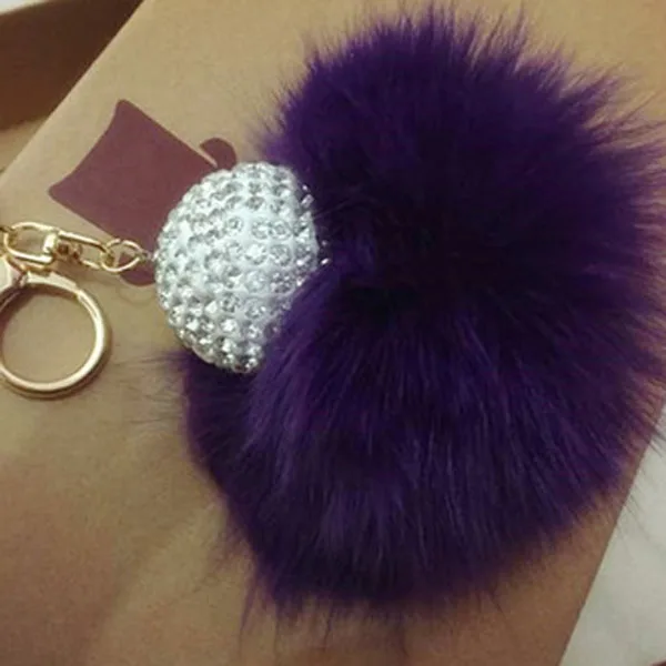 Felyskep Hot Sale Real Fox Fur Ball Key chain Pom Plush Chain Ring for Women bag 019WA | Украшения и аксессуары
