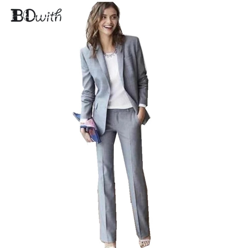 Women's grey pant suits for weddings Clearance