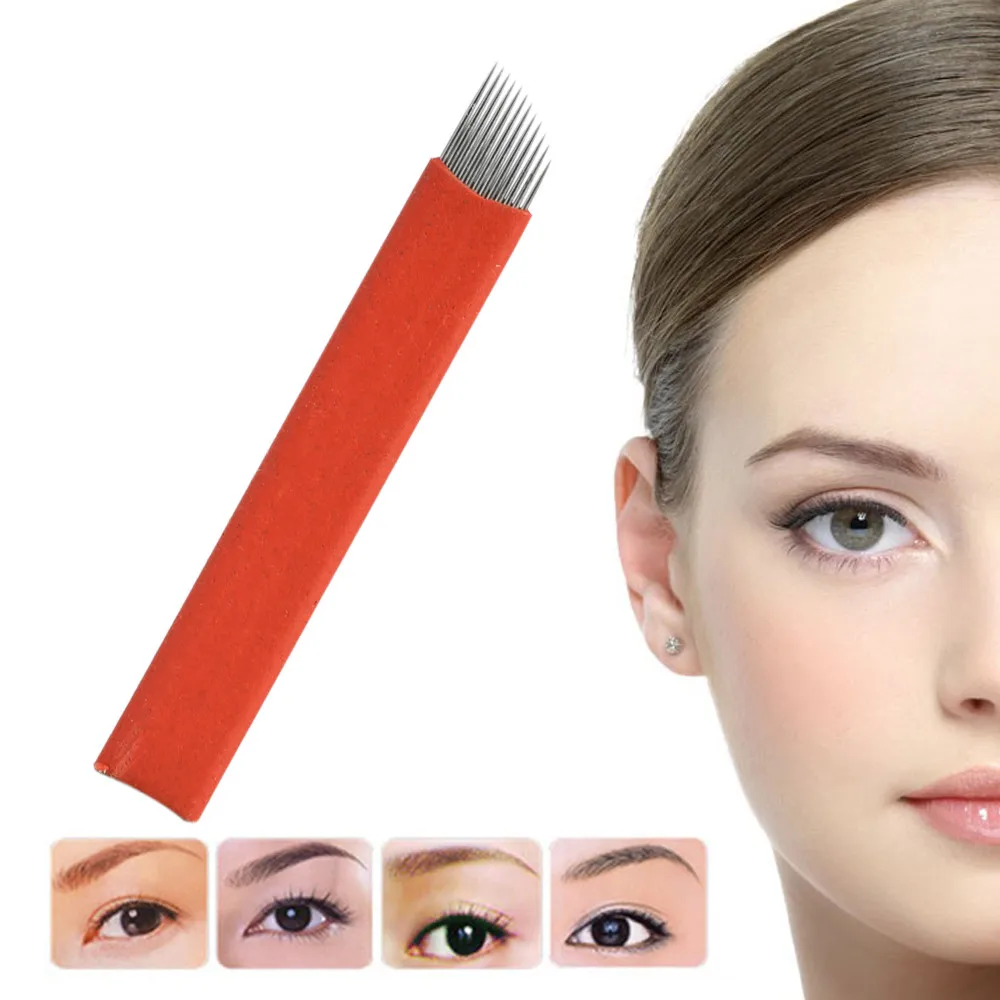 Laminas Para Tebori Tebore 12 Pin Aguja Microblading Ceja Agujas лезвия иглы для татуировки полу постоянная татуировка на брови 50 шт. лезвия