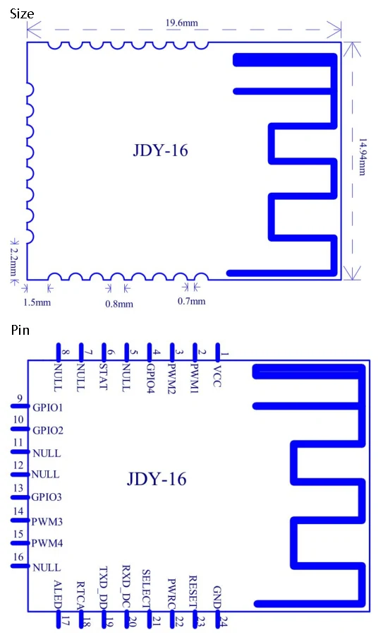 LEORY JDY-16 bluetooth 4,2 модуль низкой мощности высокоскоростной режим передачи данных BLE модуль 1,8-3,3 В совместим с CC2541