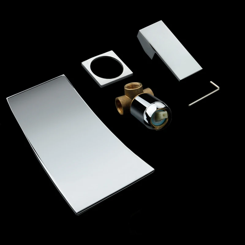 MOIIO Wall Mounted 2 Holes Basin Faucet Waterfall Spout Chrome Bathroom Washing Basin Tap Single Handle Hot Cold Basin Faucet