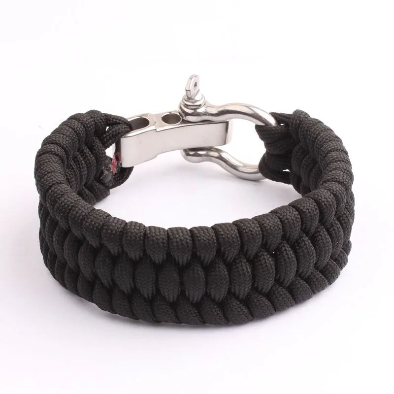 الفولاذ المقاوم للصدأ قابل للتعديل تكبل سوار باراكورد للبقاء على قيد الحياة ، سوار Paracord قابل للتعديل بقاء سوار كرة القدم سوار