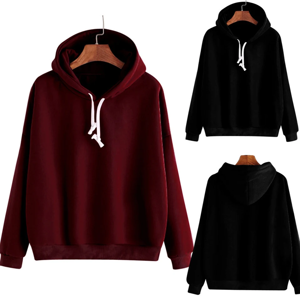 Цвет красного вина Толстовка Solid oversize свитшот розовый Kawaii Полерон Mujer Для женщин