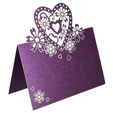 50pcs/lot Guest Name Place Invitation Cards Favor Decoration Wedding Love Heart Laser Cut Wedding Party Card Table Wine