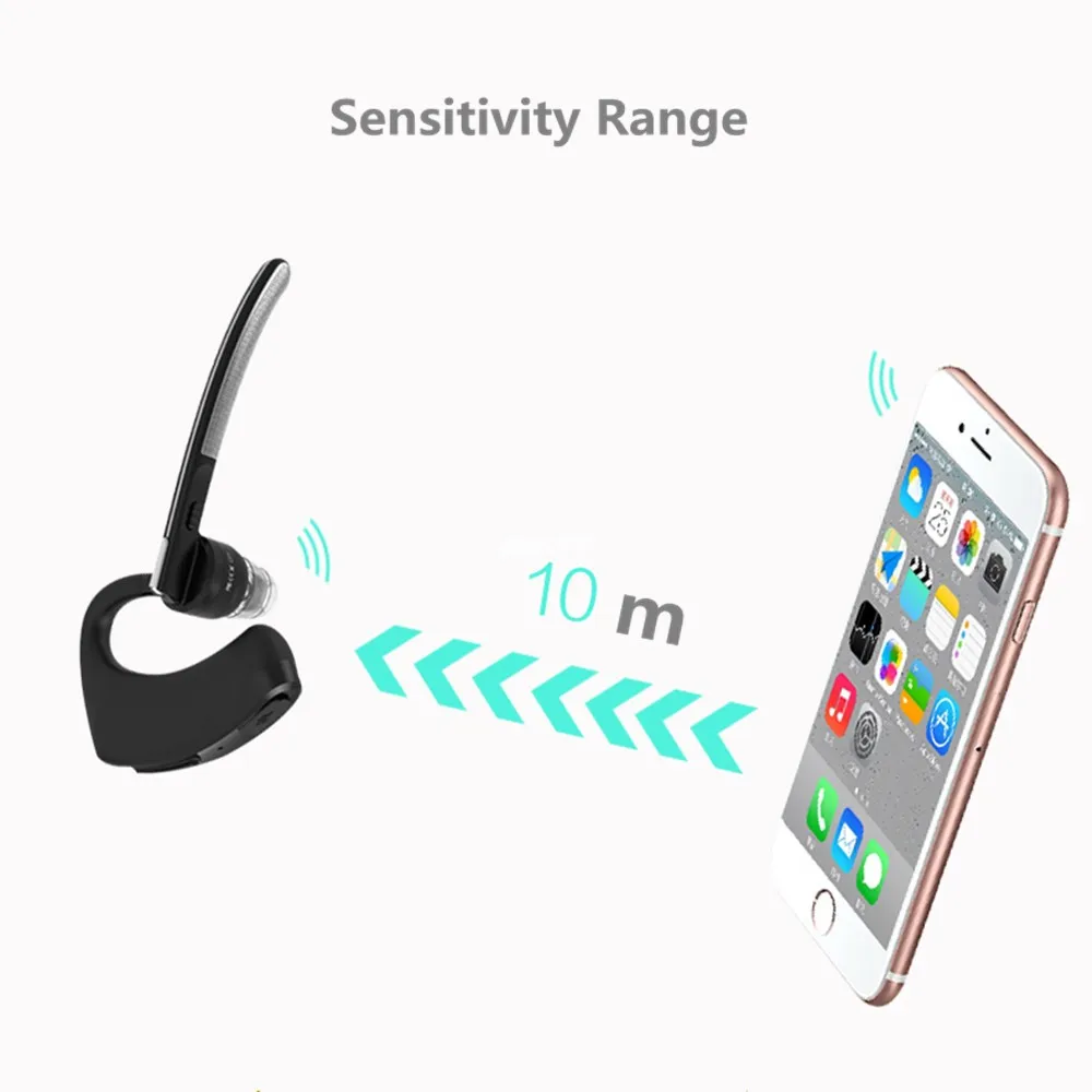 Handsfree business bluetooth headset with mic sweatproof voice control headphone for sports driving noise cancelling earphone (4)