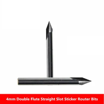 

5Pcs 4mm 1/6" Shank Double Flute Straight Slot Sticker CNC Engraving Tool Router Bits for Metal Carving 0.2mm 90 degree