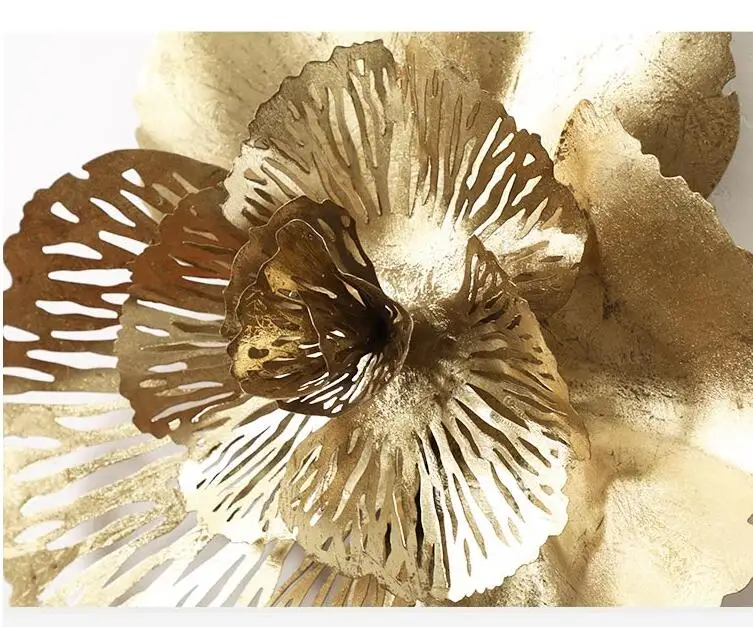 Wall Mural Decoration Home Livingroom Crafts Hotel Porch Wall Sticker Ornaments Modern Wrought Iron 3D Wall Hanging Gold Flower 9 HTB1aH61d8Kw3KVjSZFOq6yrDVXam
