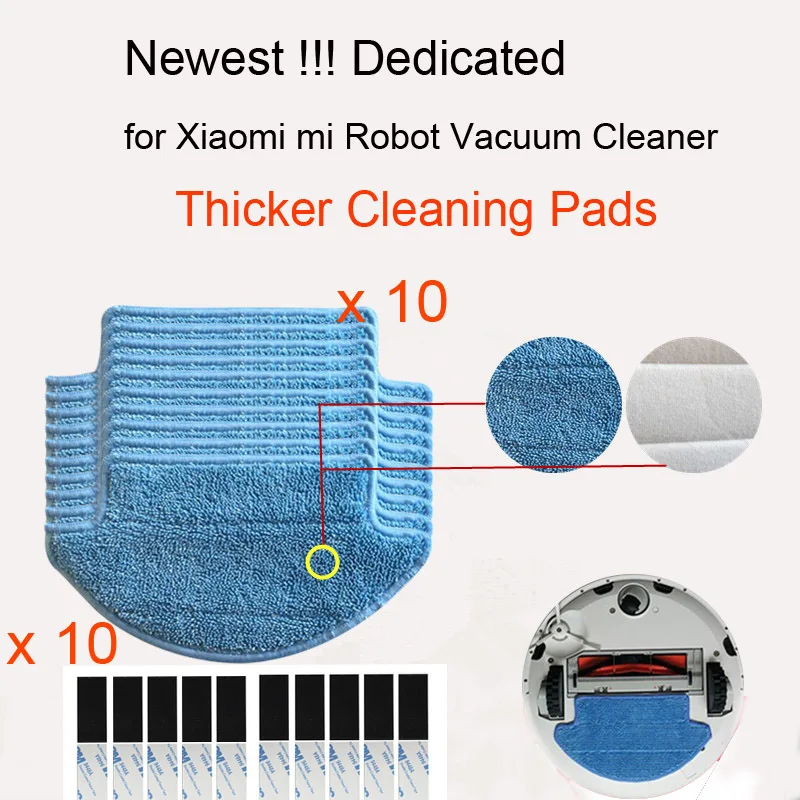 

20 pcs/lot, Newest Upgraded Version Mop Pads for Xiaomi Mi Robot Vacuum Cleaner Parts kits Parts ( mop Cloths*10+magic paste*10)