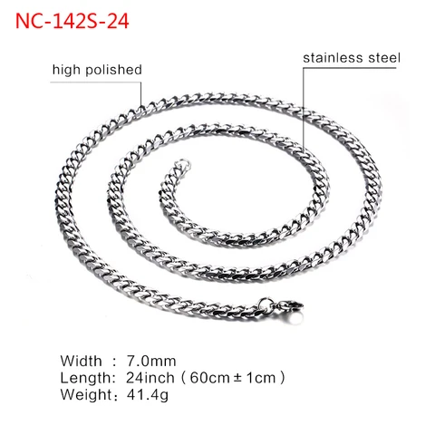 Fashion Stainless Steel 24/30inch Long Chains Necklaces For Men 3mm/5mm/7mm Wide Gold-Color Necklace Chain Jewelry