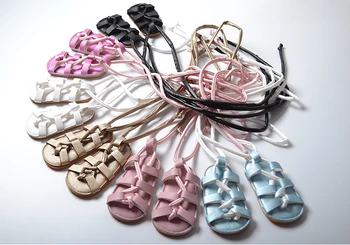 

Ins Kids Gladiator Sandals For Girls Princess Lace-up Baby Girl Summer Shoes Soft Leather Footwear For Children