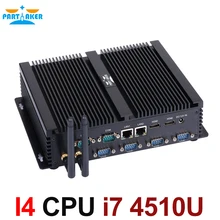 Partaker Fanless Industrial Mini PC i7 4500U i3 i5 Barebone Mini PC i7 Windows 10 ITX Computer 2 LAN 2 HDMI 6 COM 8 USB Nettop