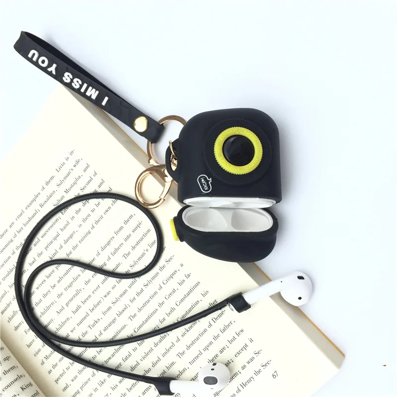Bluetooth Wireless Shockproof Shell For Earphone Airpod Case Cartoon Silicone Box For Apple Airpods Protective Cover Key Ring (2)
